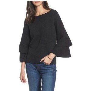 Madewell tier Bell Sleeve Sweater Dark Charcoal Grey XS